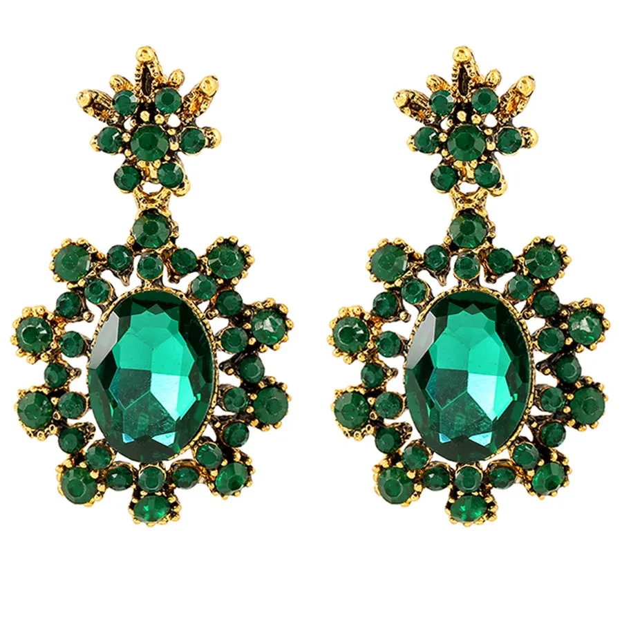 European And American Fashion Cool Vintage Sapphire Stud Earrings