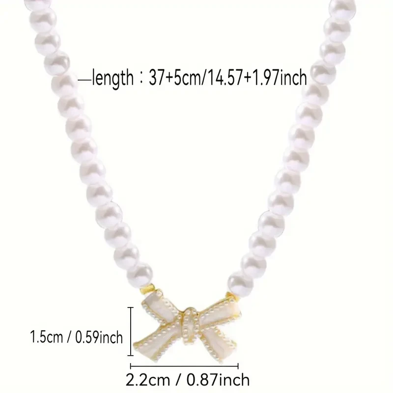 Elegant Pearl Necklace with Rhinestone Bow | Light Luxury Collarbone Chain for Women | Chic & Versatile Fashion Jewelry