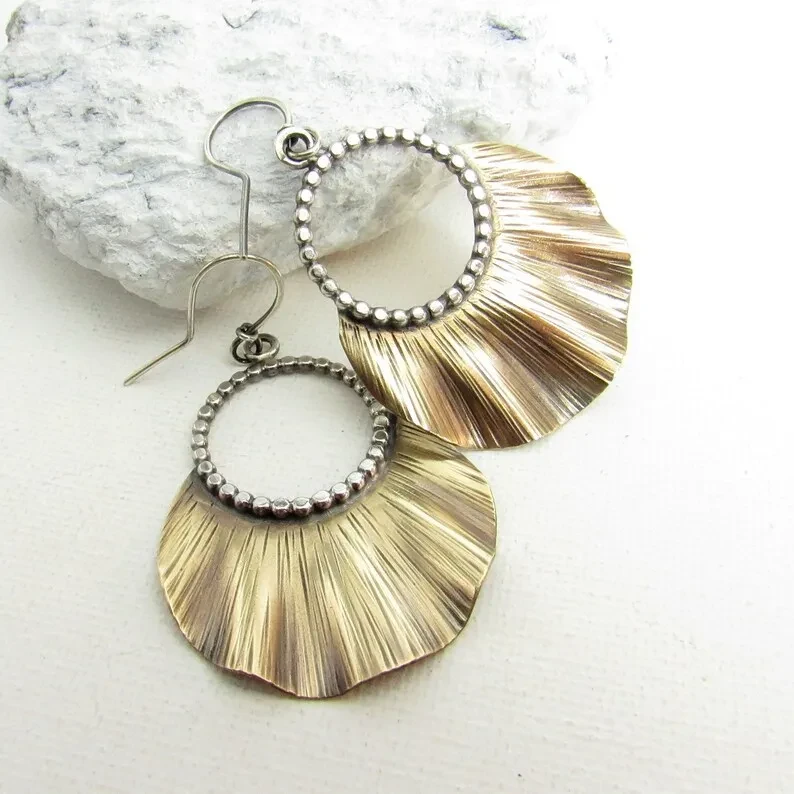 European And American Fashion Leaf Two-tone Earrings