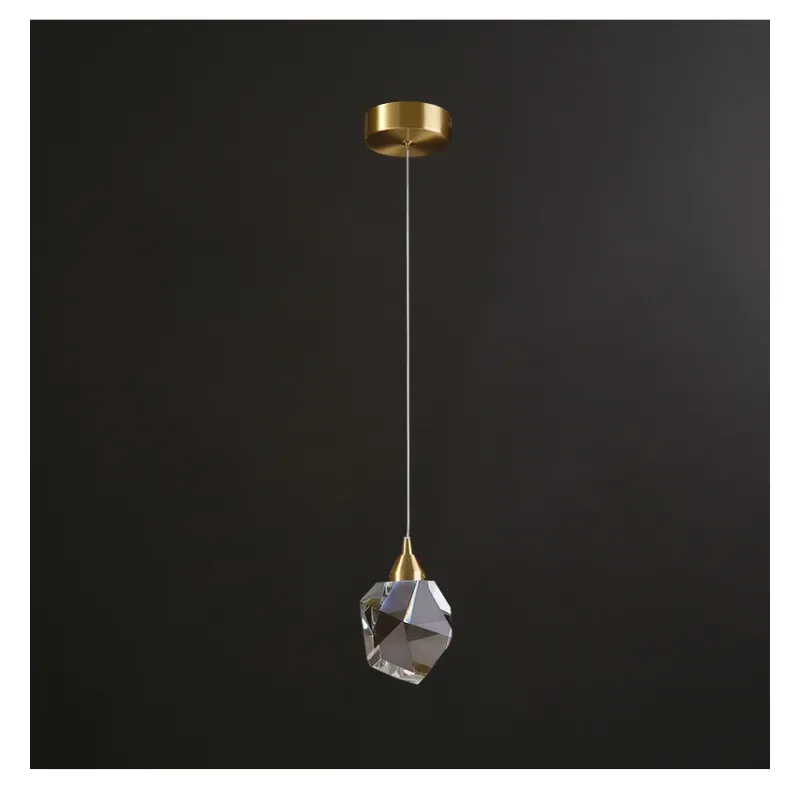 All Copper Light Luxury Crystal Chandelier Modern Minimalist Restaurant Three-Head Chandelier