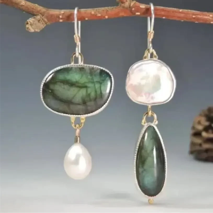 Irregular Amber Pearl Jewelry Eardrops