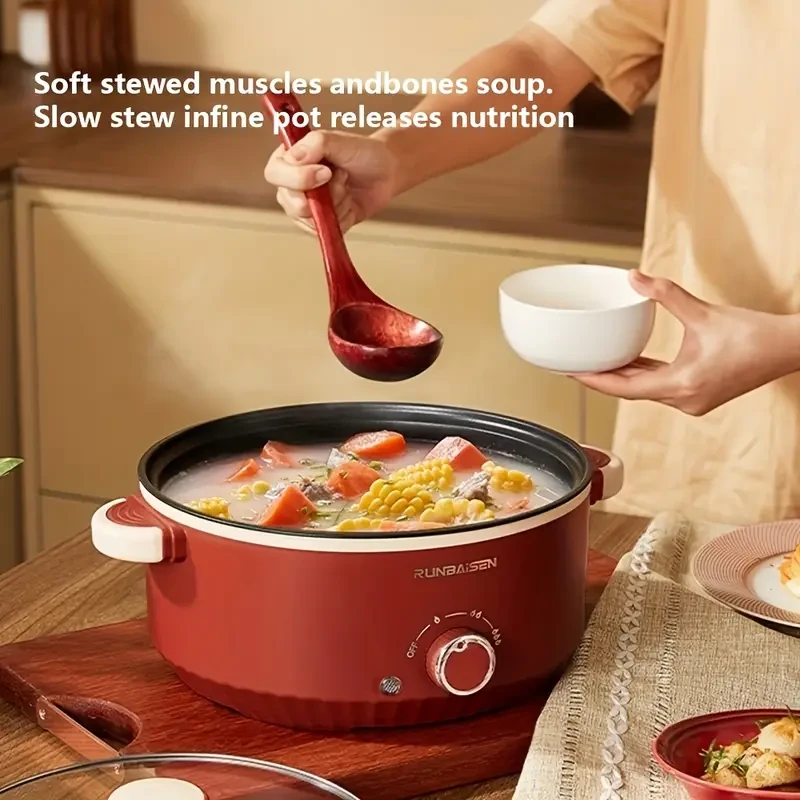 SENTBOWE Multi-Functional Red Electric Cooker with Non-Stick Coating