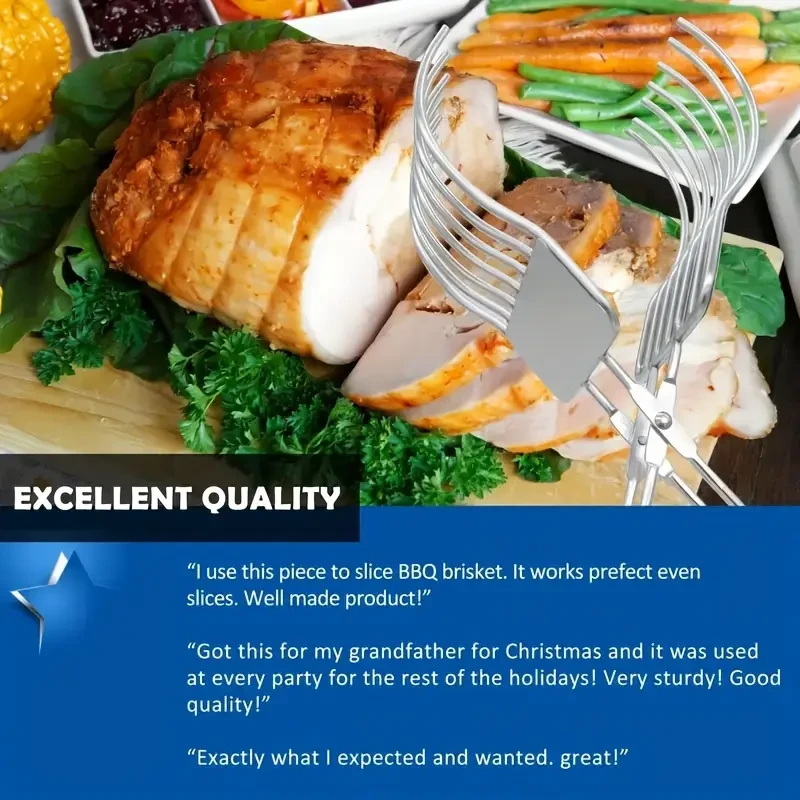 Stainless Steel Roast Beef Slicer with Built-In Serving Tongs