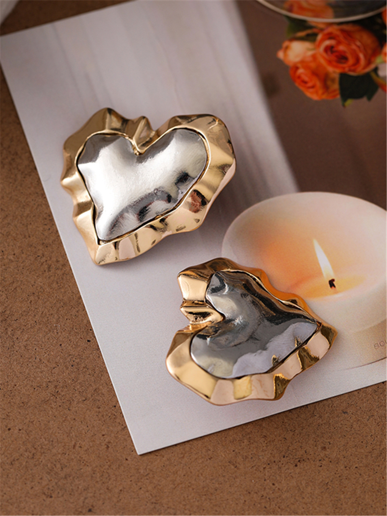 New European And American Fashion Love Color-block Ear Stud