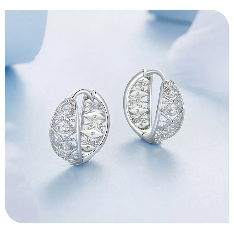 Hollow Lace S925 Sterling Silver Fashion Earrings