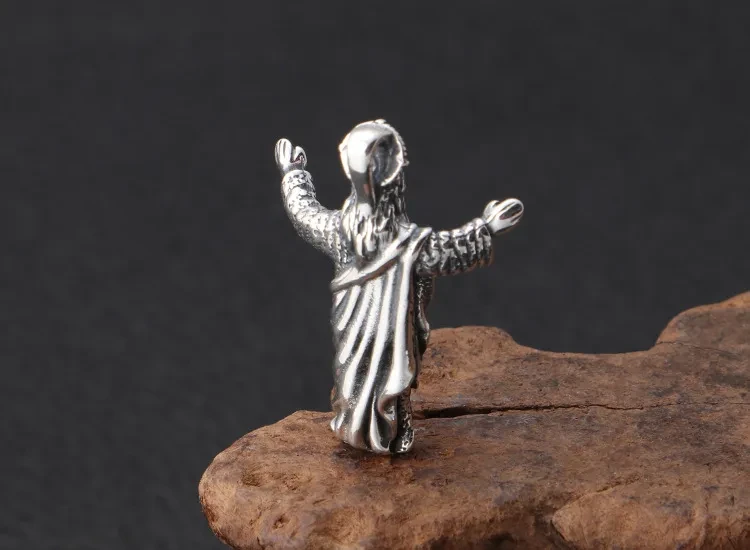 Sterling Silver Vintage Distressed Jesus Pendant