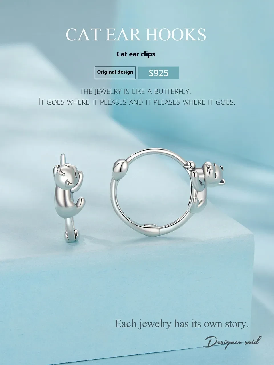 Personality Kitty Ins Style Silver Earrings