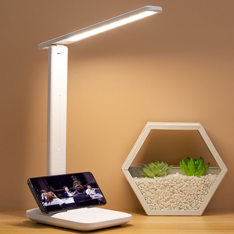Folding Table Lamp - Eye Protection, 3 Color Dimmable Touch LED Lamp, 360 Flexible Desk Light, Bedside Reading Lamp, USB Rechargeable