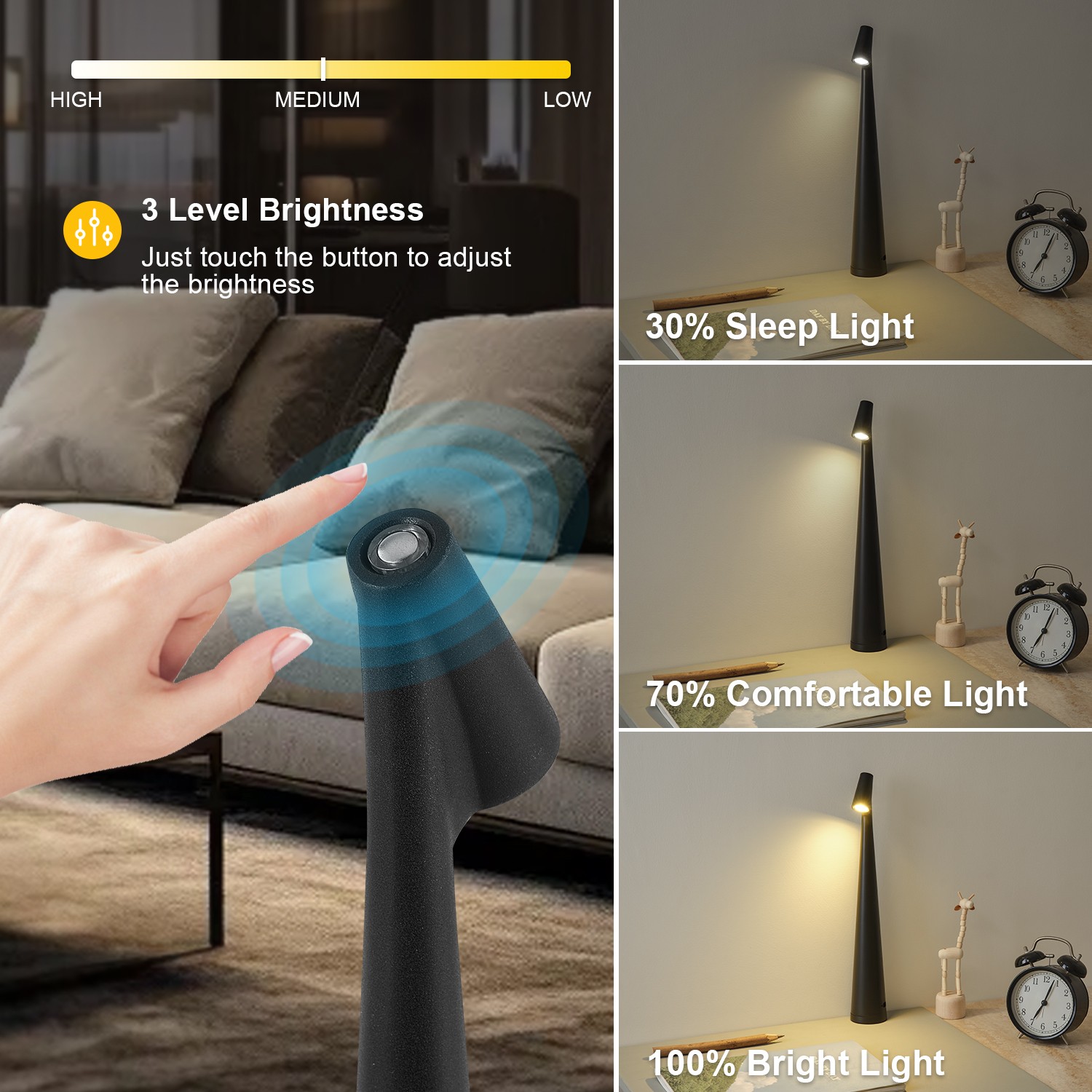 Designer's Vertical Pole Desk Lamp - Luxury Light with USB Charging, Atmosphere Lamp for Bedroom and Bedside