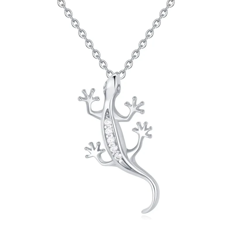 S925 Sterling Silver Gecko Pendant Necklace