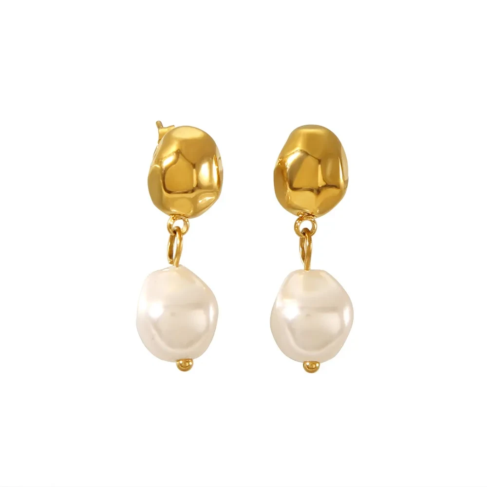 Titanium Steel Irregular High-grade Pearl Earrings For Women
