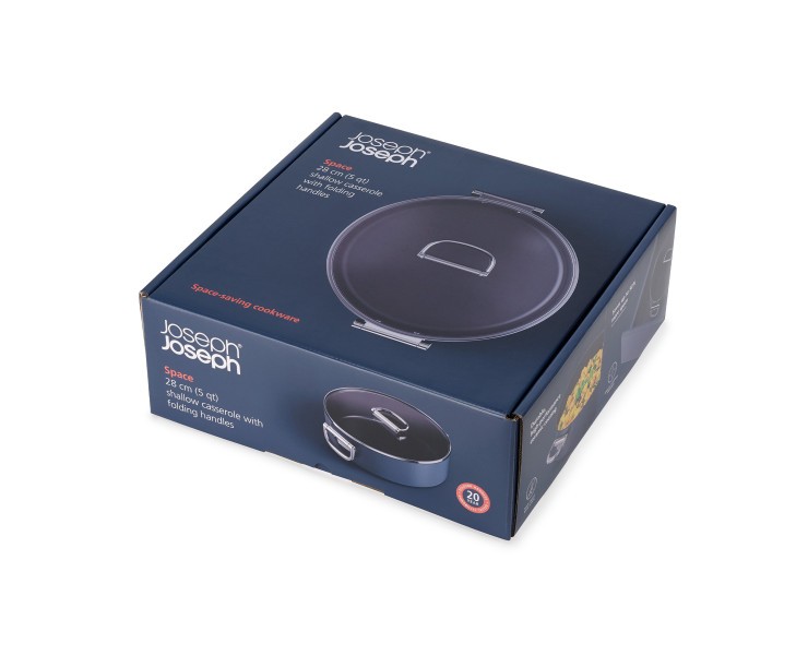 Space 28cm/5qt Non-Stick Induction Shallow Casserole & Lid - Joseph Joseph