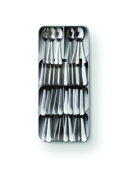 DrawerStore Large Compact Cutlery Organiser - Grey - Joseph Joseph