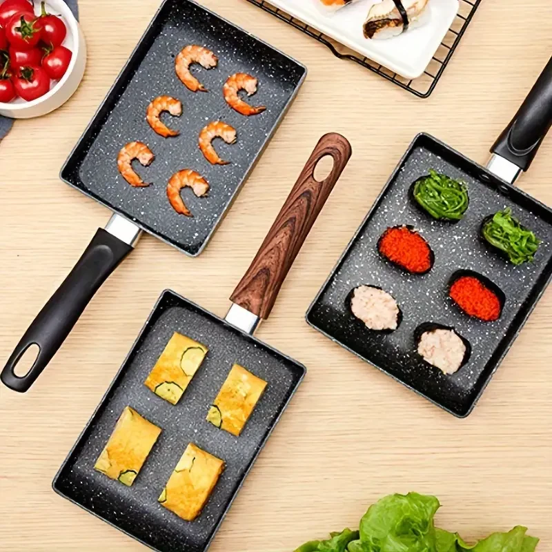 1pc Authentic Japanese Tamagoyaki Pan with Non-Stick Coating and Imitation Wood Handle
