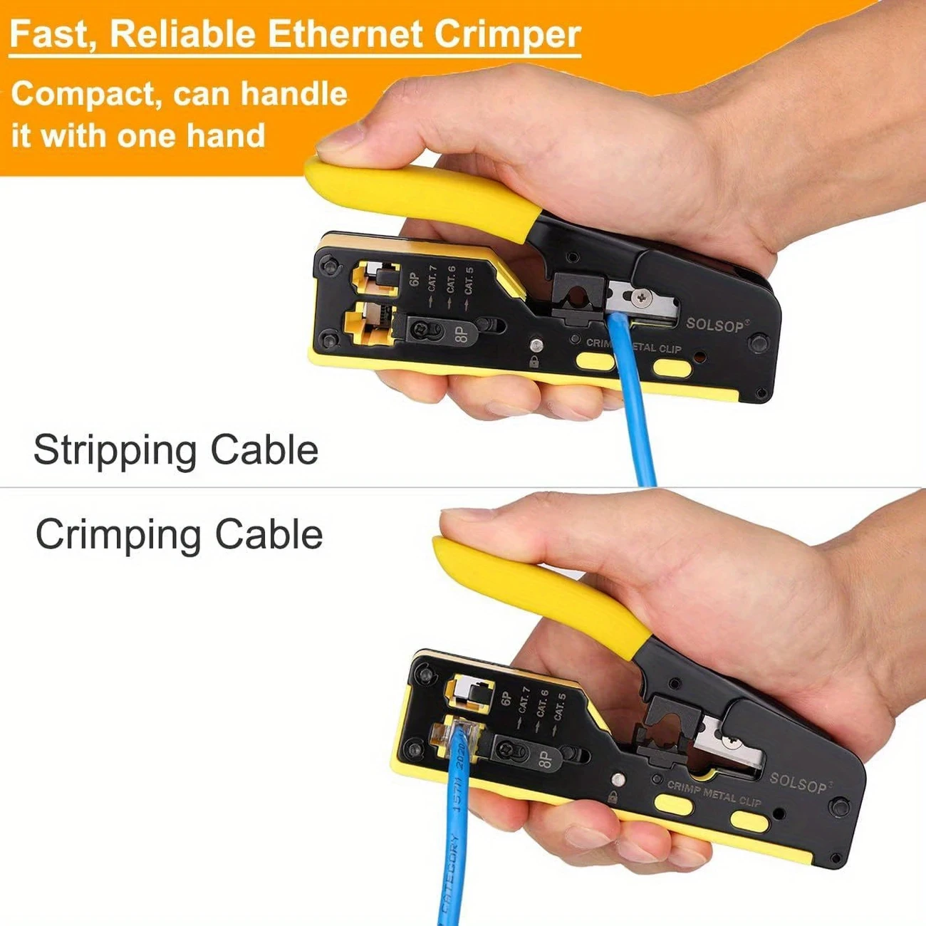 RJ45 Crimp Tool Kit Pass Thru Ethernet Crimper