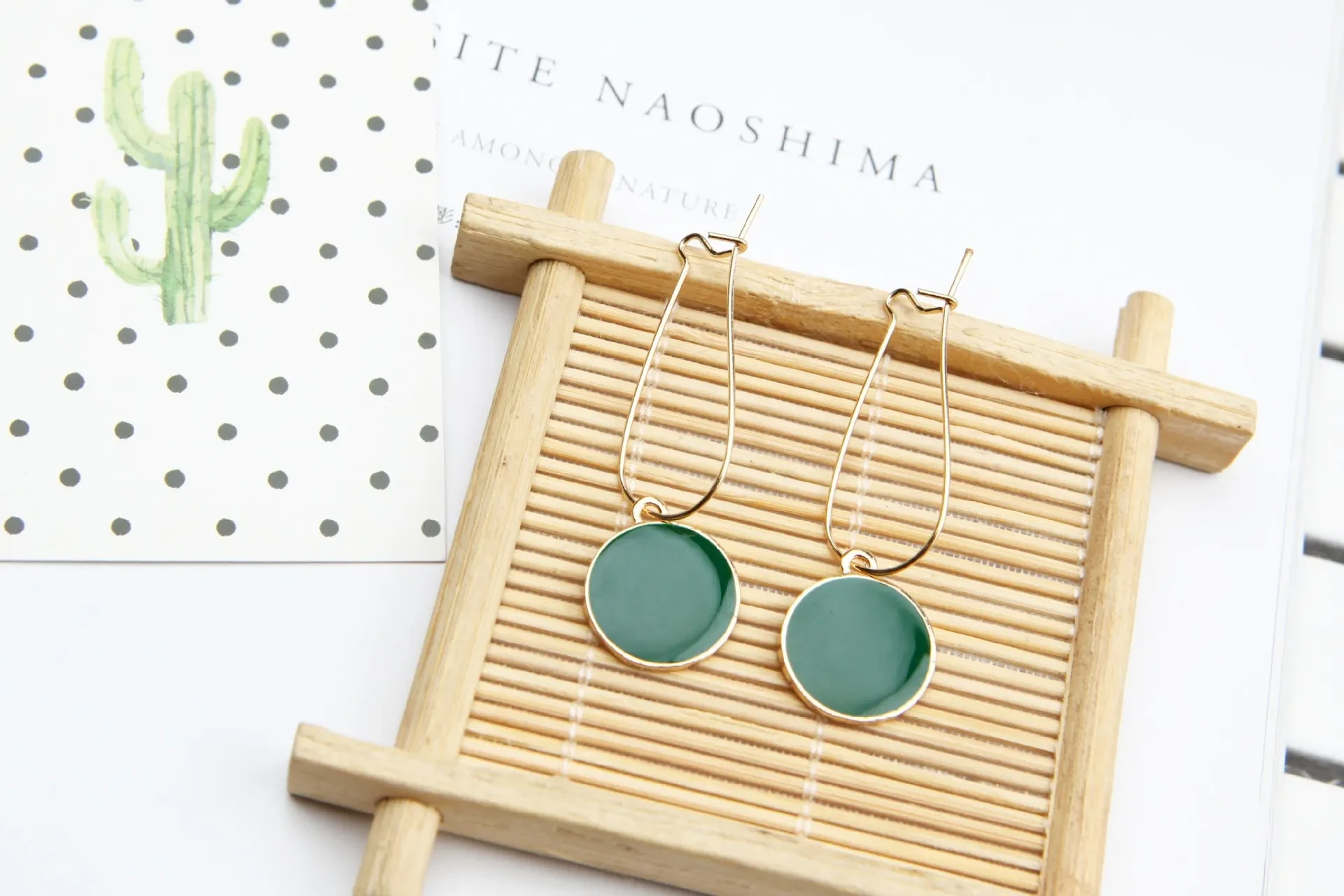 Korean Fashion Dripping Stud Earrings Green Circle