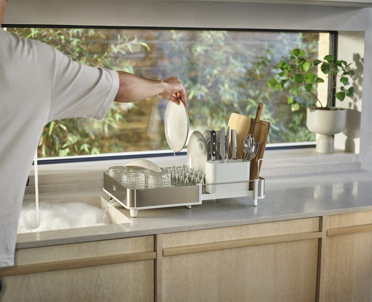 Extend Dish Rack Stainless Steel - Stone - Joseph Joseph