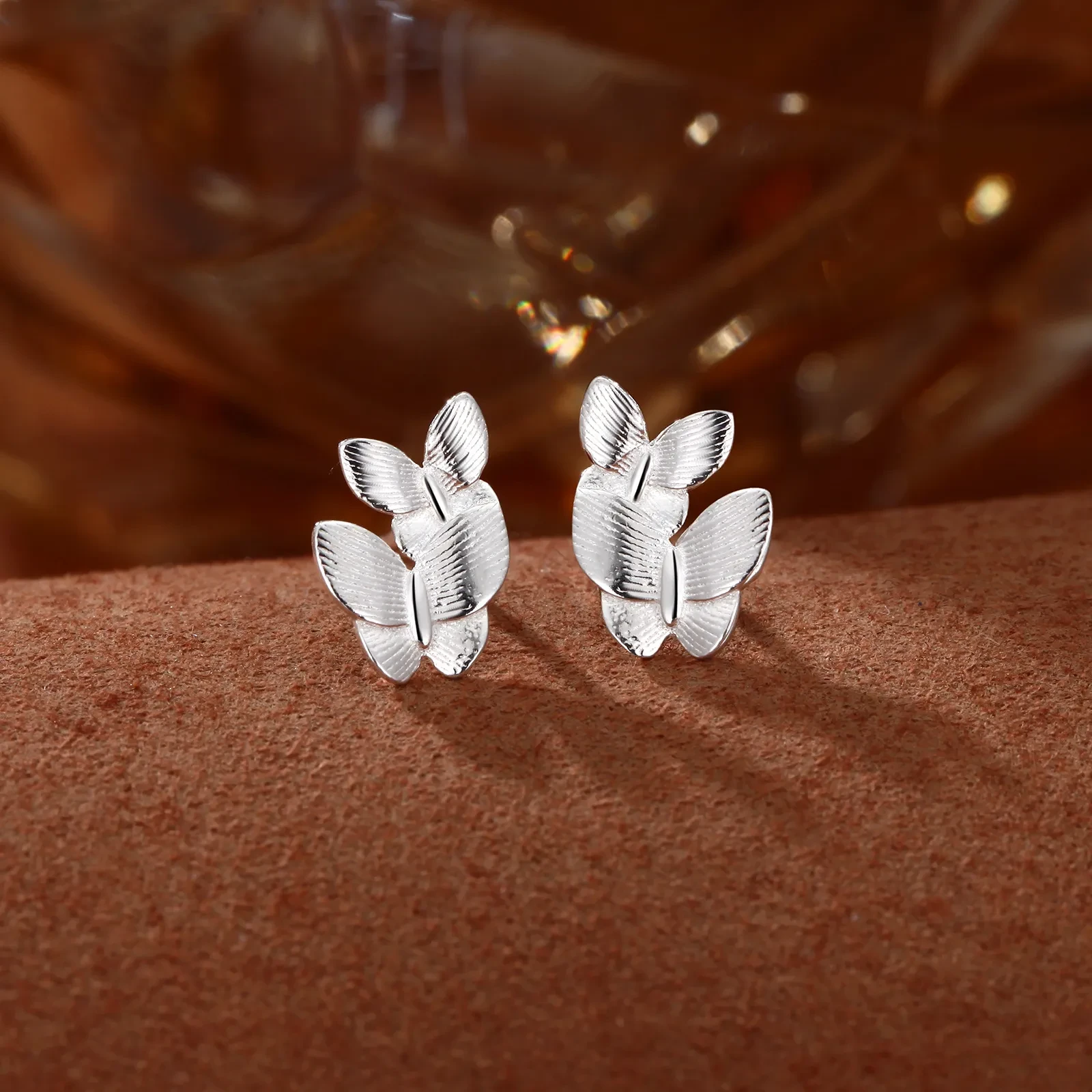 S999 Sterling Silver Pure Silver Butterfly Studs