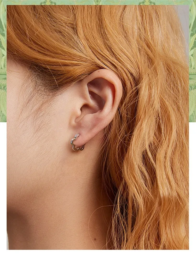 New Dense Inlaid Zircon Garland Ear Clip Sterling Silver