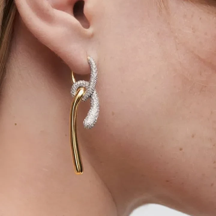 Winding Knotted Metal Matching Zircon Earrings For Women
