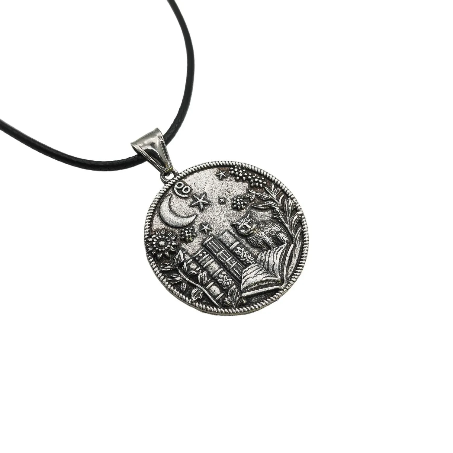 Wizard Cat Reading Witchcraft Pendant Necklace