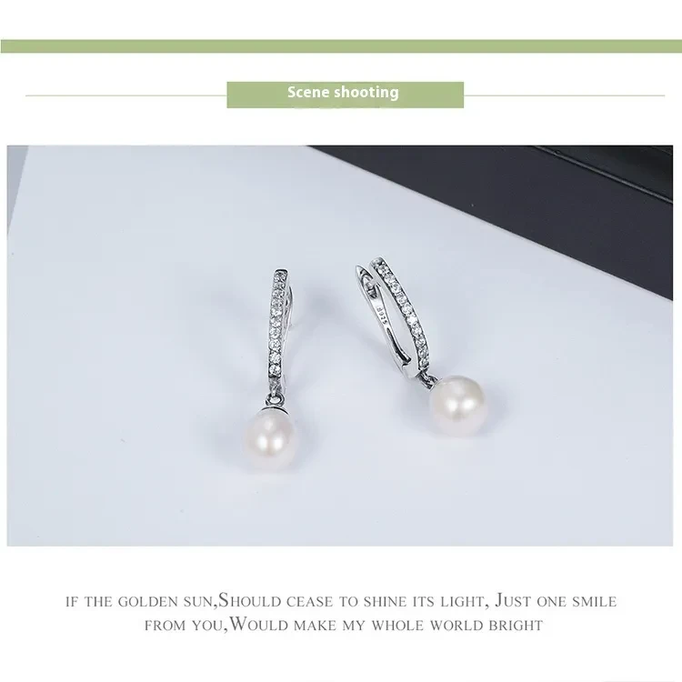 Rhinestone Pearl Personalized Sterling Silver S925 Fashion Stud Earrings For Women