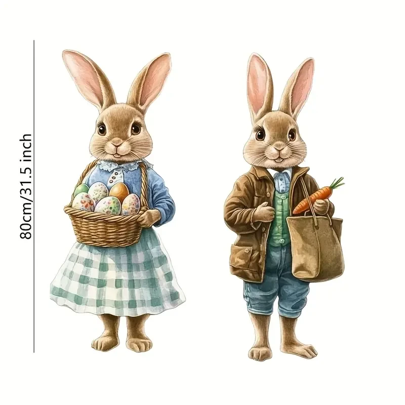 2pcs Classic Easter Bunny & Egg Yard Decorations