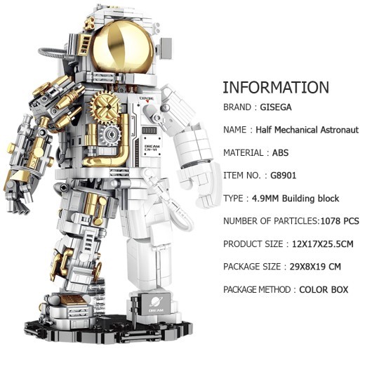 Small Particle Children's Building Blocks Toys Semi-mechanical Astronaut Educational Assembly Creative Ornament Model Gift STEM Educational Toys