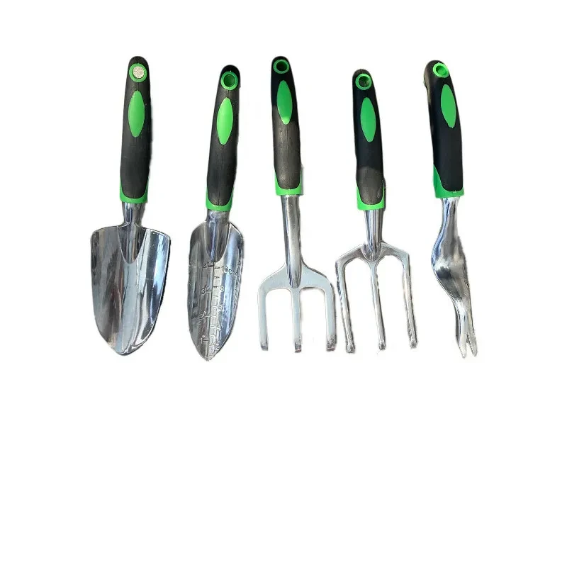 Garden Supplies 9-piece Aluminum Alloy Set, Silicone Two-color Handle Shovel Gardening Tools