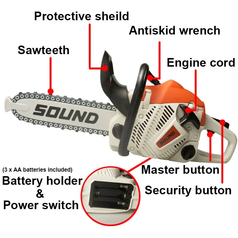 Toy Chainsaw with Goggles  Children Electric Power Chainsaw with Sound