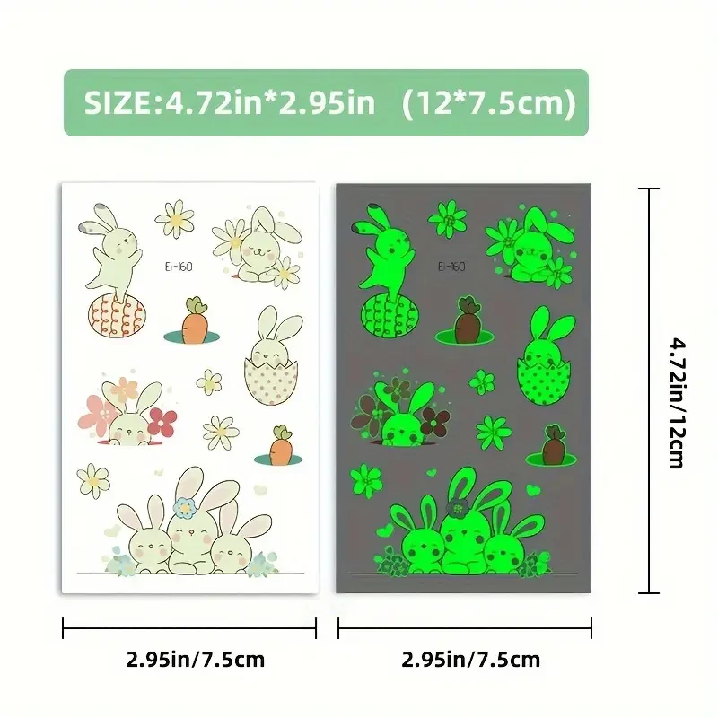 Sheets Glow-in-the-Dark Easter Temporary Tattoo Stickers