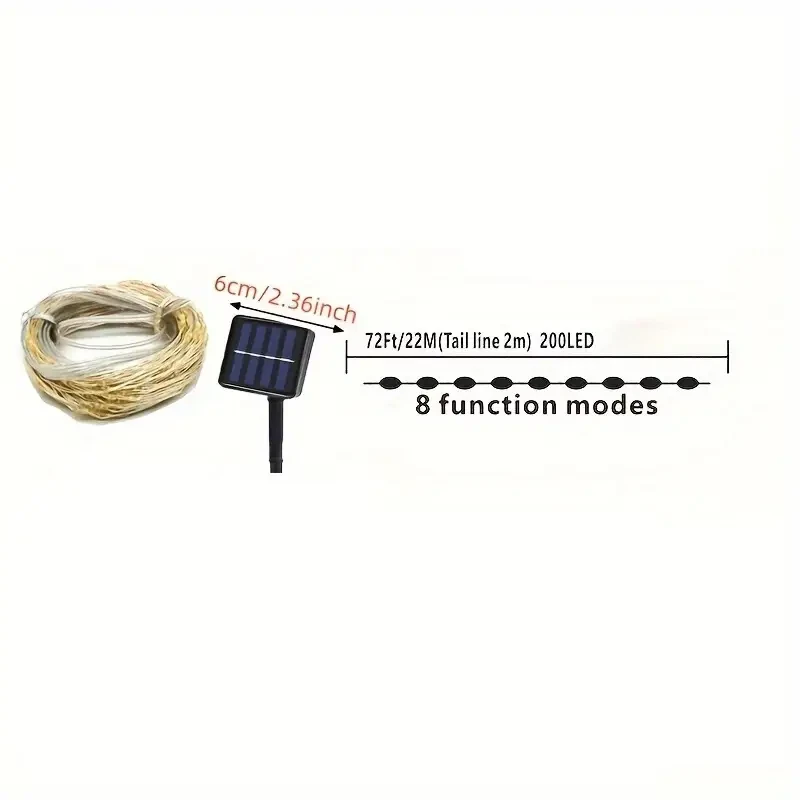 1 Set 200LED 22m Solar-Powered LED String Lights