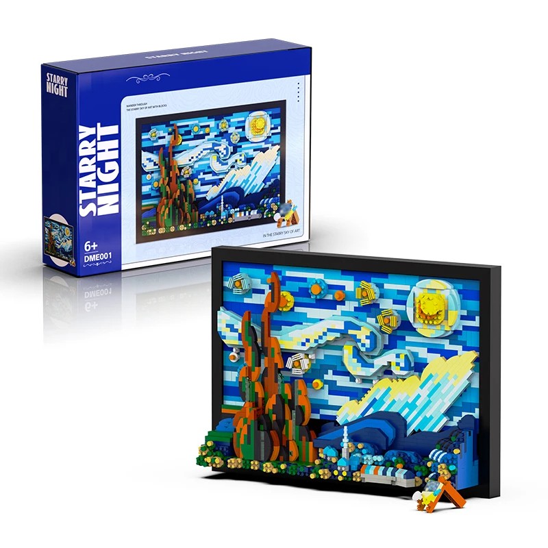 1731PCS Starry Night Building Blocks  Assembly Toy, Art Drawing Blocks