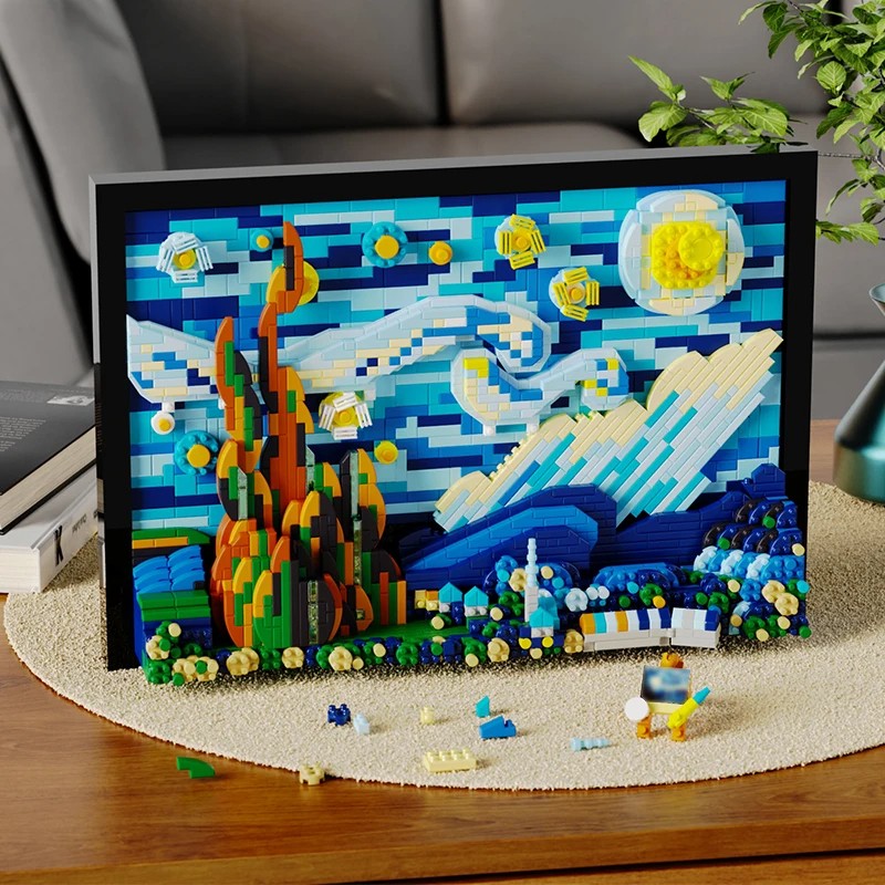 1731PCS Starry Night Building Blocks  Assembly Toy, Art Drawing Blocks