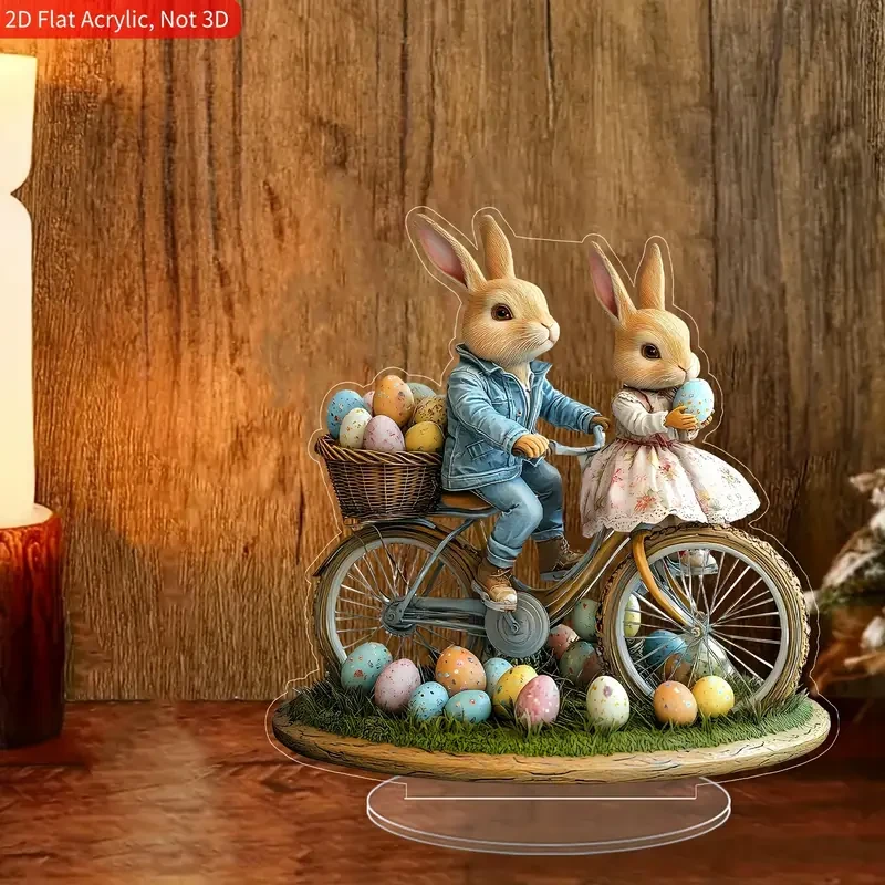 Art Deco Acrylic Easter Bunny 2D Flat Ornament