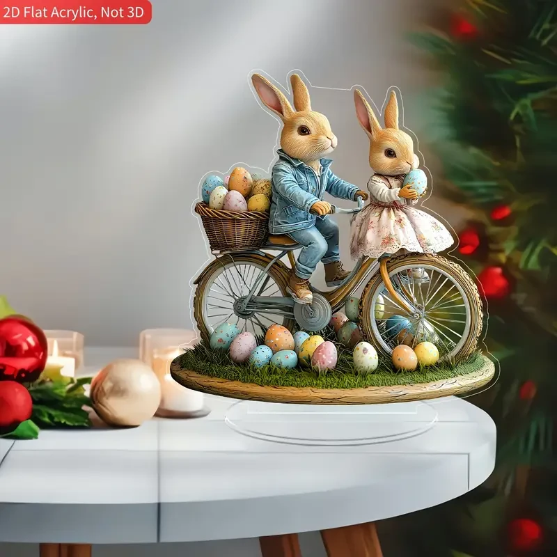 Art Deco Acrylic Easter Bunny 2D Flat Ornament