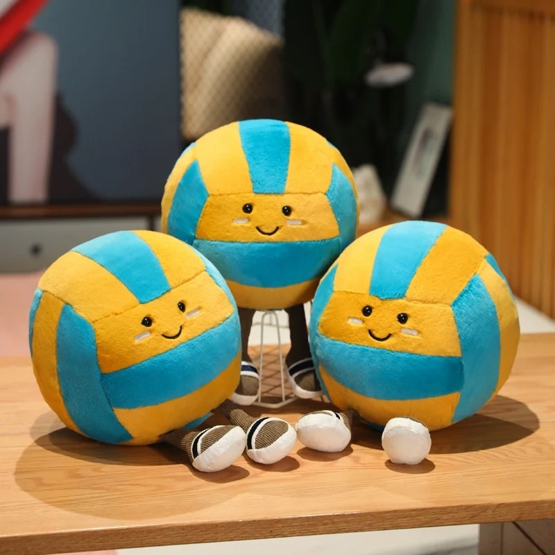 26cm Soft Sports Volleyball Plush Doll With Feet  Kawaii Decorative Gift Toy