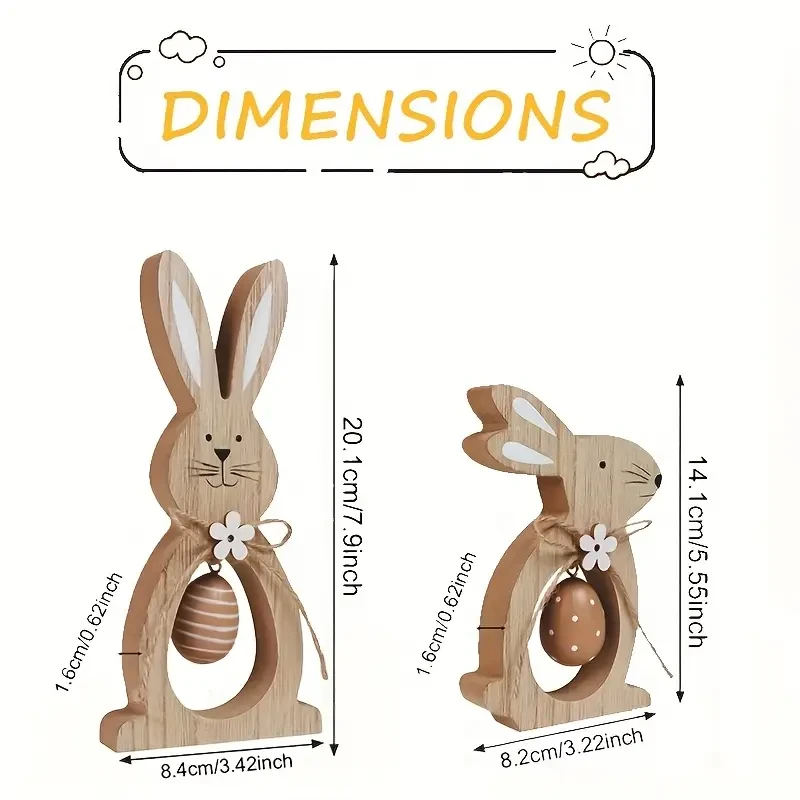 wooden bunny, egg, and flower-themed party centerpiece