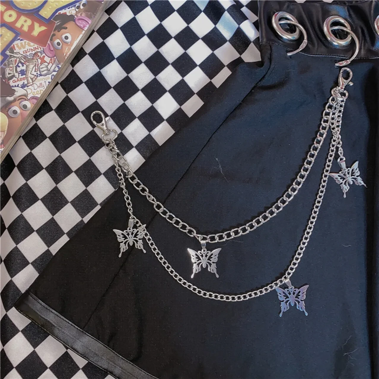 Lightning Butterfly Double Pants Chain Pendant