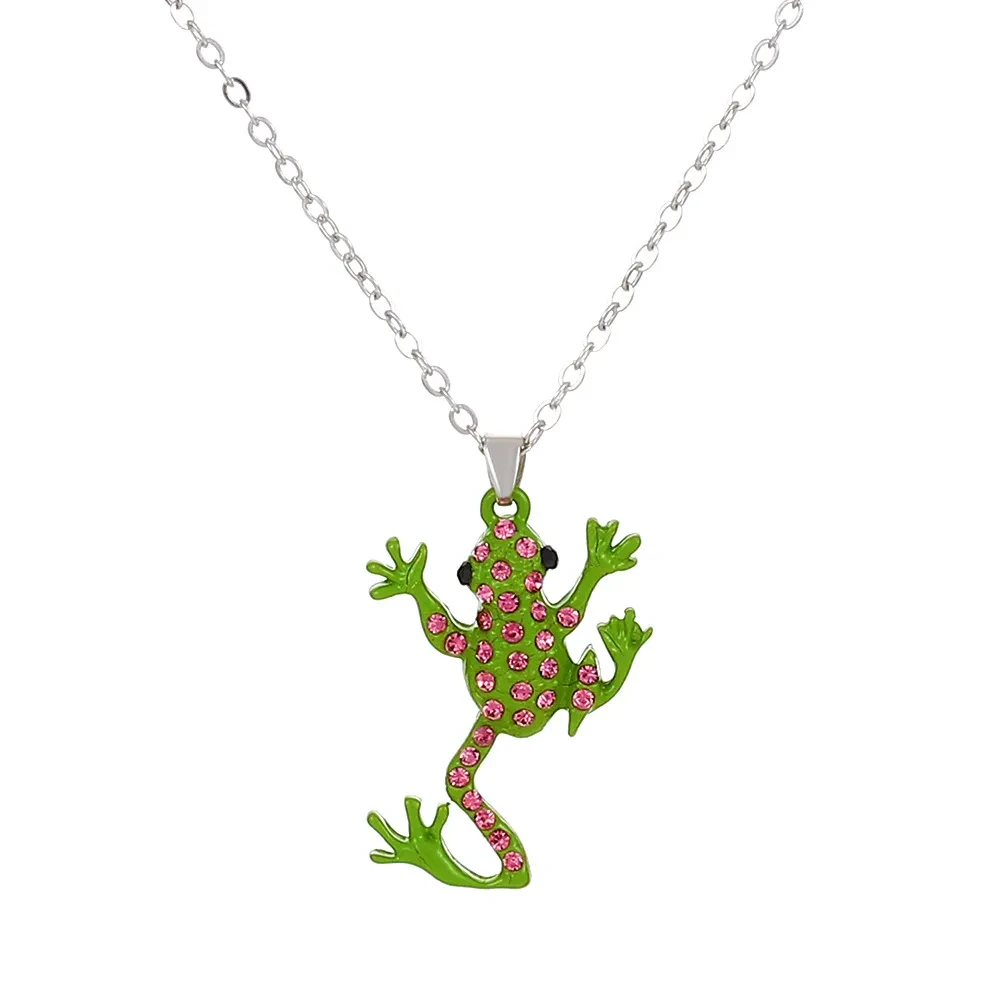 Lovely Diamond Frog Pendant Necklace Small