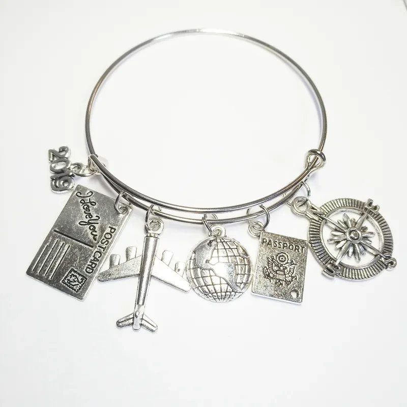 Alloy Bracelet TraAlloy Bracelet Travel Bracelet Compass Pendantvel Bracelet Compass Pendant