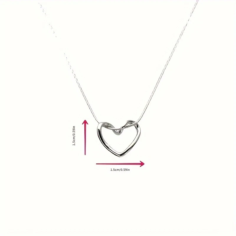 A Delicate Hollowed-out Peach Heart-shaped Minimalist Collarbone Pendant Necklace  The Perfect Gift for Ladies