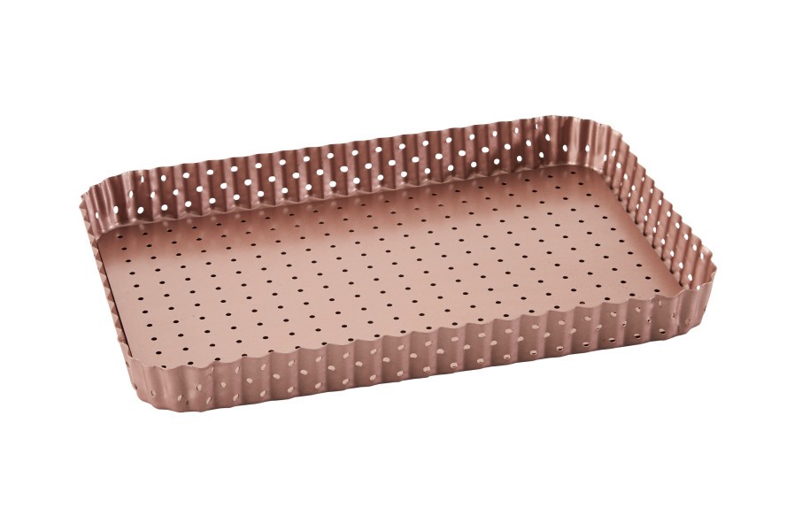 Rose Gold Perforated Large Rectangle Tart Pan - Wiltshire