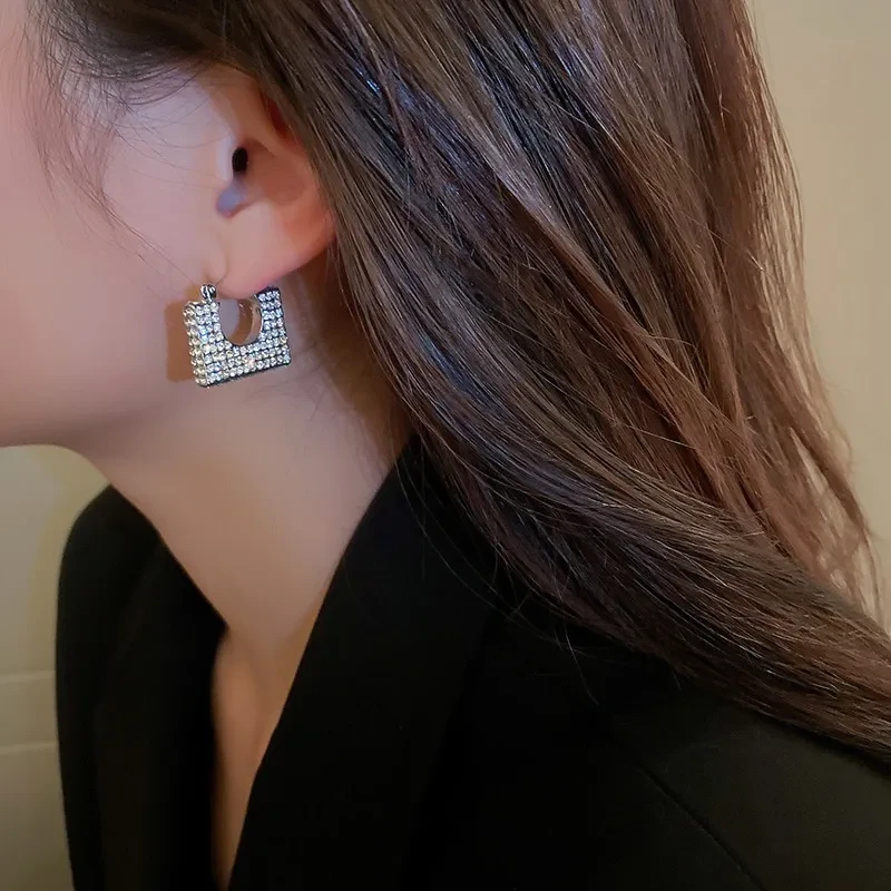 Fashion Diamond Geometric Square Earrings