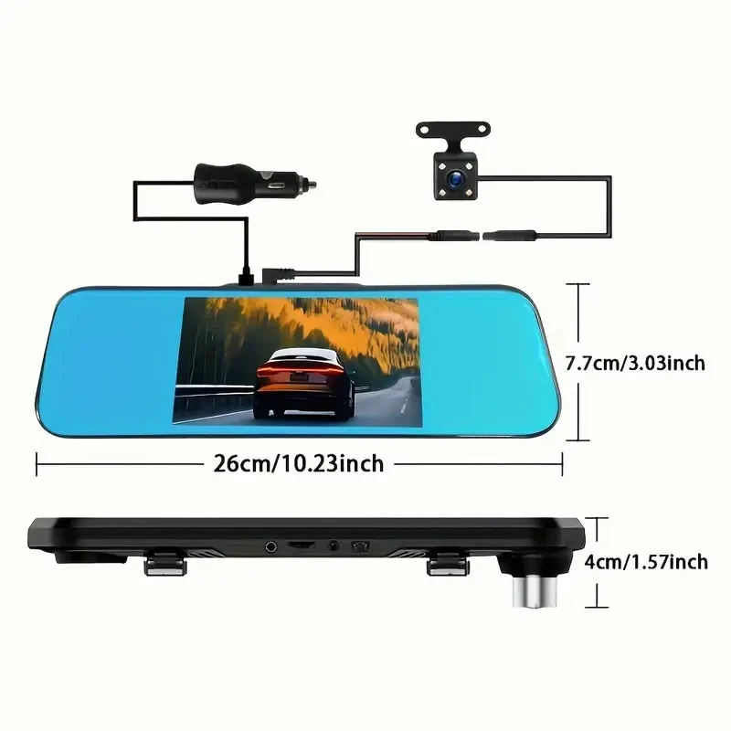 Yixingjia Car Rearview Mirror 1080P Dual Camera Driving Recorder