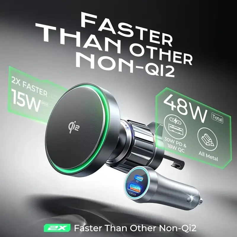 LISEN Qi2 Magnetic Wireless Car Charger
