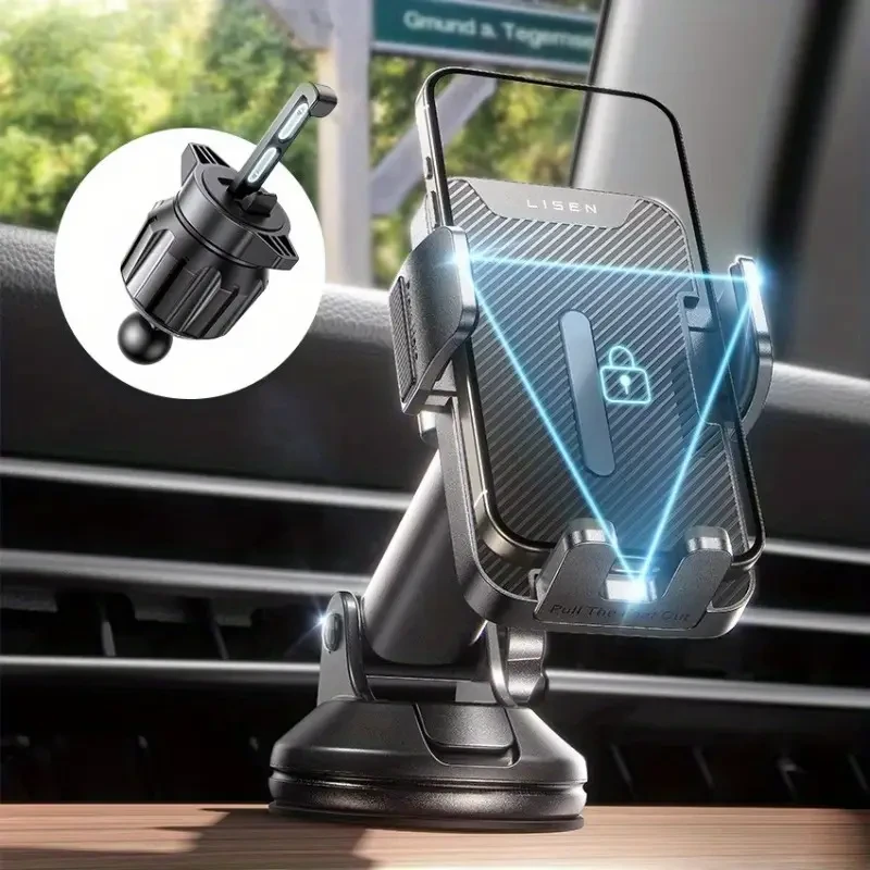 LISEN 3 in1 Universal 360 Adjustable Gooseneck Vacuum Suction Cup Car Phone Holder
