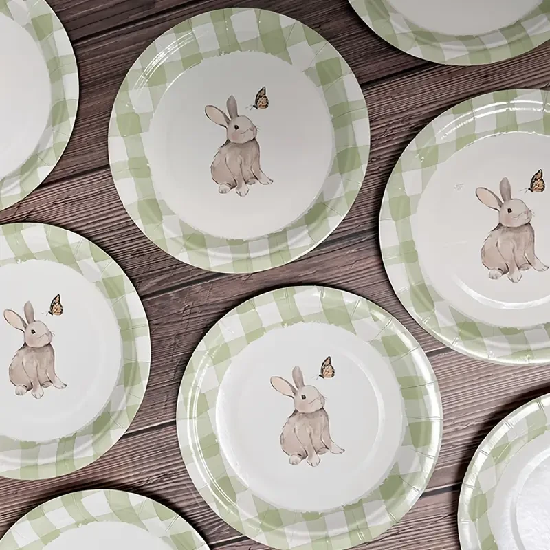 10 Easter Bunny Print Paper Plates Disposable Paper Plates