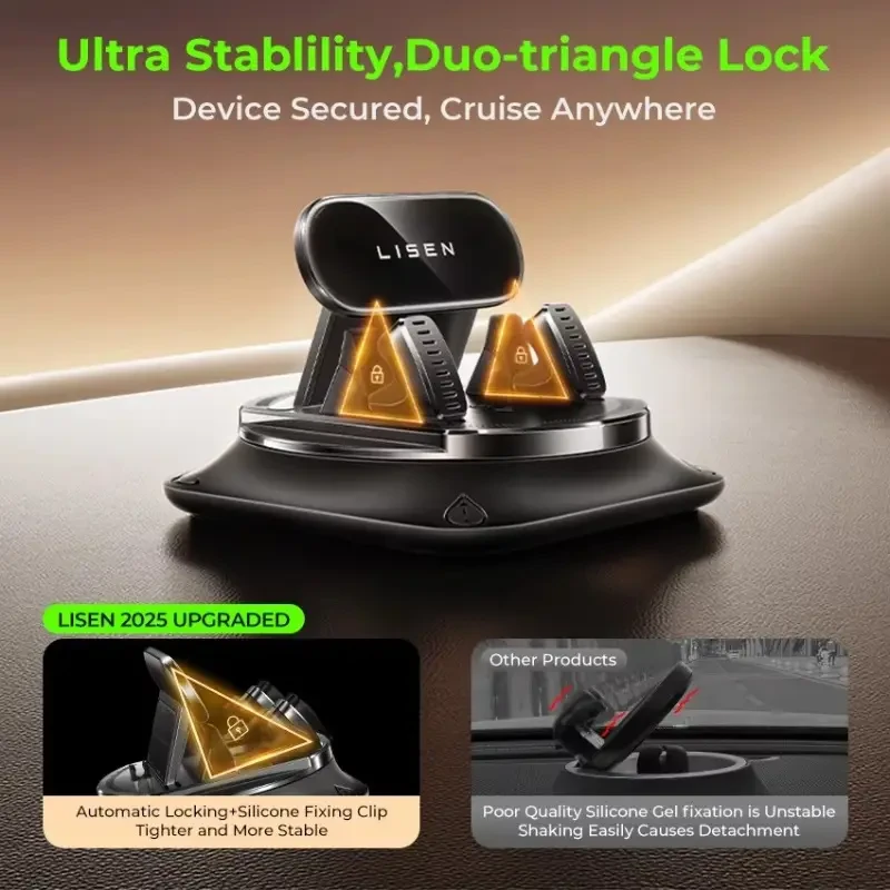 LISEN New Car Mobile Phone Holder for Car Center Console Navigation, Upgraded TPR Silicone Anti Slip, Anti Shake and High Temperature Resistance, Suitable for All Cars