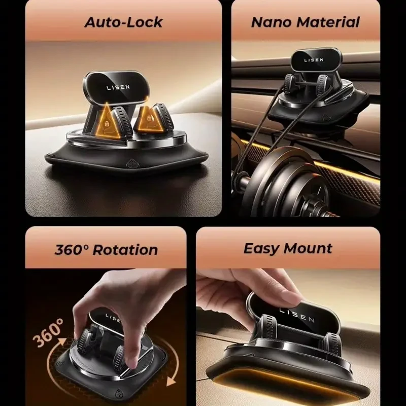 LISEN New Car Mobile Phone Holder for Car Center Console Navigation, Upgraded TPR Silicone Anti Slip, Anti Shake and High Temperature Resistance, Suitable for All Cars